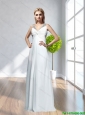 2015 New Arrivals V Neck Beading Criss Cross White Prom Dress