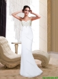 2015 Beautiful Column Sweetheart Beading and Appliques White Elegant Bridesmaid Dresses
