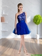 2015 Beautiful  Fashionable One Shoulder Royal Blue Prom Dress with Lace