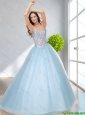 2015 Classical A Line Sweetheart Beading Prom Dresses in Light Blue