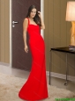 2015 Fashionable Chiffon Column Straps Red  Elegant Bridesmaid Dresses