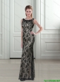 2015 Pretty Scoop Column Lace Bridesmaid Dresses in Black with Floor Length