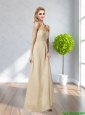 2015 Romantic Sweetheart Champagne Long Prom Dress with Ruching