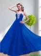 Discount High Neck Brush Train and High Slit Prom Dress for 2015