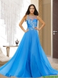 Fashionable Bateau Empire Beading Baby Blue Cheap Bridesmaid Dresses for 2015