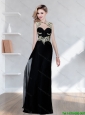New Arrivals Appliques Bateau Black Prom Dress for 2015