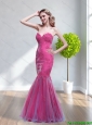 Plus Size 2015 Mermaid Sweetheart Appliques Prom Dresses in Hot Pink