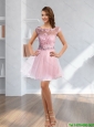 Popular Rose Pink 2015 Beading and Lace 2015 Prom Dress