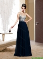 Popular Square Backless Beading 2015 Prom Dresses in Navy Blue