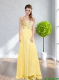2015 Elegant Straps Beading Empire Yellow Cheap Bridesmaid Dresses