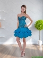 2015 New Style Sweetheart Sequins Empire BridesmaidDress in Teal