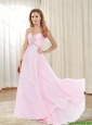 2015 Plus Size Sweep Train Baby Pink Prom Dress with Criss Cross