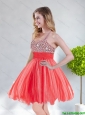 Luxurious 2015 Empire Halter Top Backless Red Cheap Bridesmaid Dress