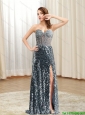 New Style 2015 Sweetheart Sequins Column Prom Dress in Silver