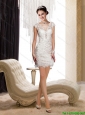Perfect 2015 V Neck Column White Prom Dress with Lace