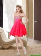 2015 Discount A Line Beading Sweetheart Hot Pink Bridesmaid Dress