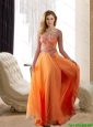 2015 Fashionable Strapless Beading Bridesmaid Dresses in Orange Red