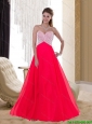 2015 Discount Empire Sweetheart Chiffon Beading Red Bridesmaid Gowns
