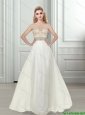 2015 Luxurious Empire Bateau Beading Chiffon White Bridesmaid Dresses