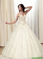 2015 The Best Sweetheart Ball Gown White Prom Dresses with Beading