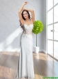 2015 Plus Size Spaghetti Straps White Long Prom Dress with Appliques
