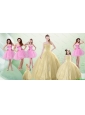 2015 Beautiful Sweetheart Champagne Quinceanera Dress and Pink Dama Dresses and Straps Ball Gown Little Girl Dress