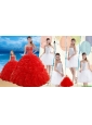 2015 Red Ruffled Quinceanera Dress and Beaded White Short Dama Dresses and Halter Top Beaded Pageant Dresses for Little Girl