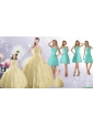Champagne Ball Gown Quinceanera Dress and Square Knee Length Dama Dresses and Cute  Beading Little Girl Dress