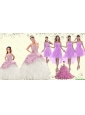 Strapless Beading Multi Color Quinceanera Dress and Ruching Short Prom Dresses and Beading Multi Color Little Girl Dress