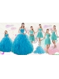 2015 Cheap Teal Sweetheart Quinceanera Dress and Ruching and Beading Short Prom Dresses and Halter Top Ruffles Little Girl Dress