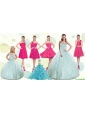 Apple Green Sweetheart Quinceanera Dress and Hot Pink Knee Length Prom Dresses and Beading and Ruffles Little Girl Dress