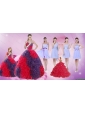 Elegant Multi Color Floor Length Quinceanera Dress and Ruching Short Dama Dresses and  Multi Color Halter Top Little Girl Dress