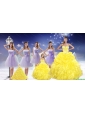 Yellow Sweetheart Beading Ruffles Quinceanera Dress and Lavender Short Dama Dresses and  Beading Ruffles Little Girl Dress