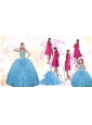 2015 Gorgeous Ruffles and Beading Quinceanera Dress and Hot Pink Short Dama Dresses and Cute Halter Top Little Girl Dress