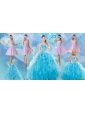 Baby Blue Ball Gown Ruffles Quinceanera Dress and Lilac Short Dama Dresses and Applique and Ruffles Little Girl Dress