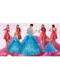 Embroidery and Pick Ups Quinceanera Dress and Ruching Short Dama Dresses and Spaghetti Straps Teal Little Girl Dress