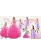 Popular Beading and Ruffles Quinceanera Dress and Bownot and Beading Short Dama Dresses and Pink Floor Length Little Girl Dress