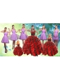 Sweetheart Ruffles Multi Color Quinceanera Dress and Knee Length Ruching Dama Dresses and Multi Color Little Girl Dress