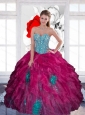 Custom Made  Sweetheart Beading Ball Gown 2015 Quinceanera Dress with Ruffles
