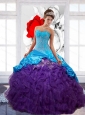 Free and Easy  Sweetheart Ruffles Sweet 16 Dresses with Appliques and Pick Ups