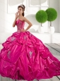 2015 Classical Appliques and Pick Ups Sweet 16 Dress in Hot Pink