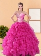 2015 Comfortable Beading and Ruffles Sweet 16 Dresses in Hot Pink