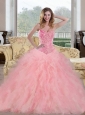 2015 Custom Made Baby Pink Sweet 15 Dresses with Beading and Ruffles