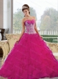2015 Pretty Sweetheart Quinceanera Gown with Appliques and Ruffles