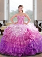 2015 Unique Beading and Ruffled Layers Multi Color Dresses for Quince