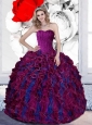 Pretty Beading and Ruffles Sweetheart 2015 Quinceanera Dresses in Multi Color