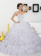 Unique  Beading and Ruffled Layers White Quinceanera Dresses for 2015