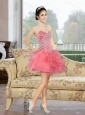 2015 Comfortable Mini Length Prom Dress with Appliques and Ruffles
