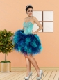 2015 New Style Beading and Ruffles Sweetheart Prom Dresses in Multi Color