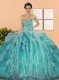 2015 Puffy Sweetheart Sweet 15 Dresses with Appliques and Ruffles
